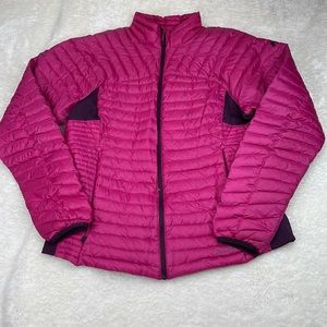 Eddie Bauer First Ascent Pink Goosedown Quilted Mock Neck Jacket Size Large